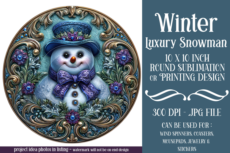 Winter Wind Spinner, Fancy Dressed Snowman Round Design, r1