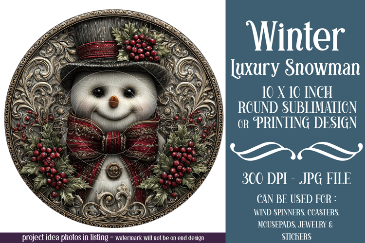 Winter Wind Spinner, Fancy Dressed Snowman Round Design, r12