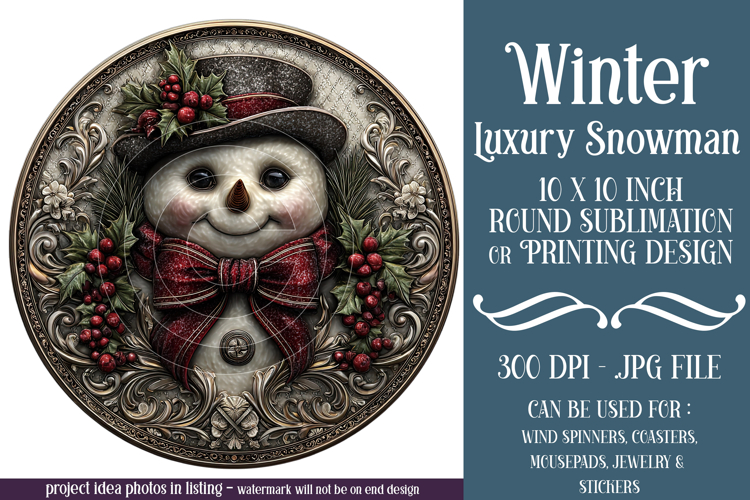 Winter Wind Spinner, Fancy Dressed Snowman Round Design, r15