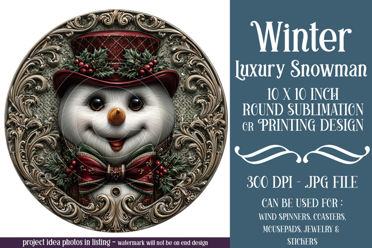Winter Wind Spinner, Fancy Dressed Snowman Round Design, r16