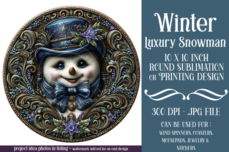 Winter Wind Spinner, Fancy Dressed Snowman Round Design, r2