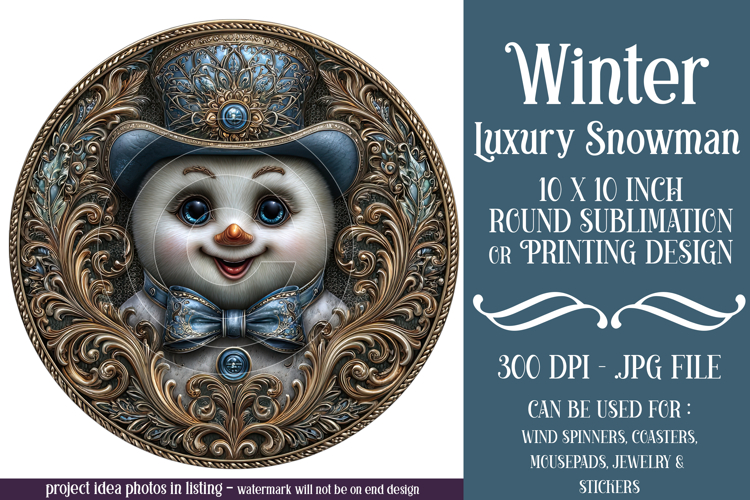 Winter Wind Spinner, Fancy Dressed Snowman Round Design, r5