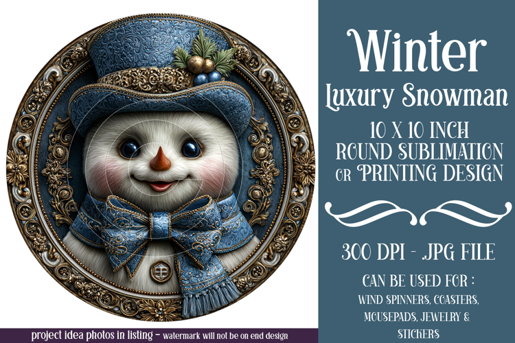 Winter Wind Spinner, Fancy Dressed Snowman Round Design, r6