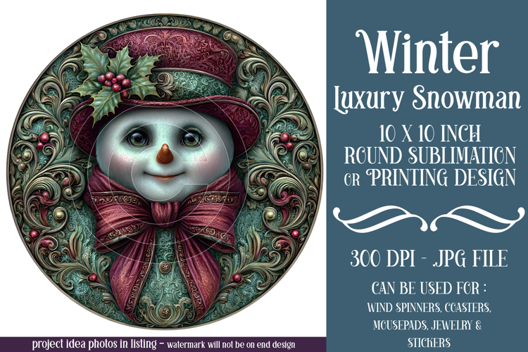 Winter Wind Spinner, Fancy Dressed Snowman Round Design, r7