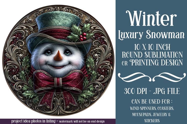 Winter Wind Spinner, Fancy Dressed Snowman Round Design, r8