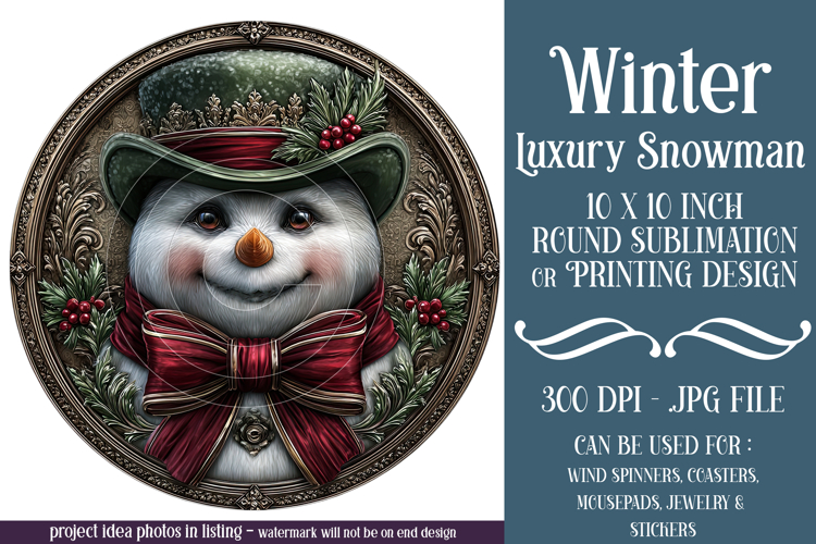 Winter Wind Spinner, Fancy Dressed Snowman Round Design, r9