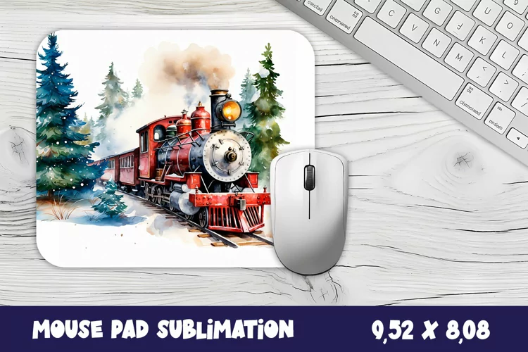 Old Train Watercolor mouse pad / sublimation