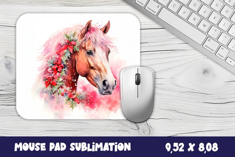 Christmas pink hors gift mouse pad / sublimation example image 1