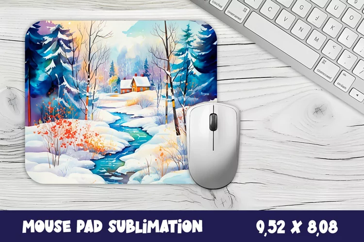Winter forest mouse pad winter/village sublimation