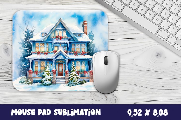 Christmas mouse pad winter/village sublimation example image 1
