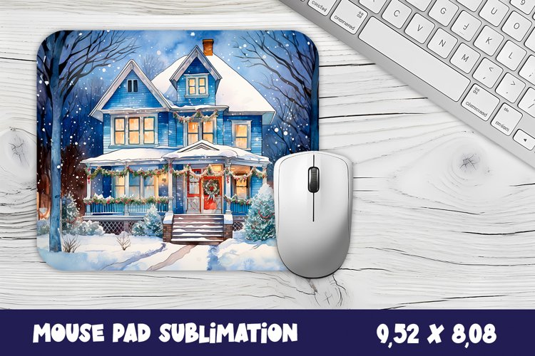 Christmas mouse pad winter/village sublimation example image 1