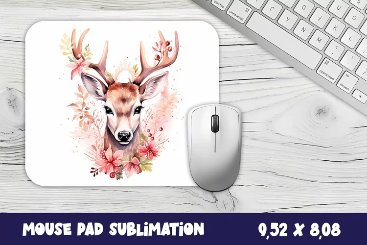 Christmas pink deer gift mouse pad / sublimation