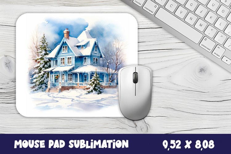Christmas mouse pad winter/village sublimation example image 1