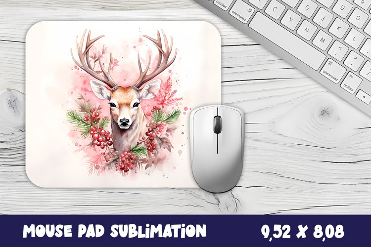 Christmas pink deer gift mouse pad / sublimation
