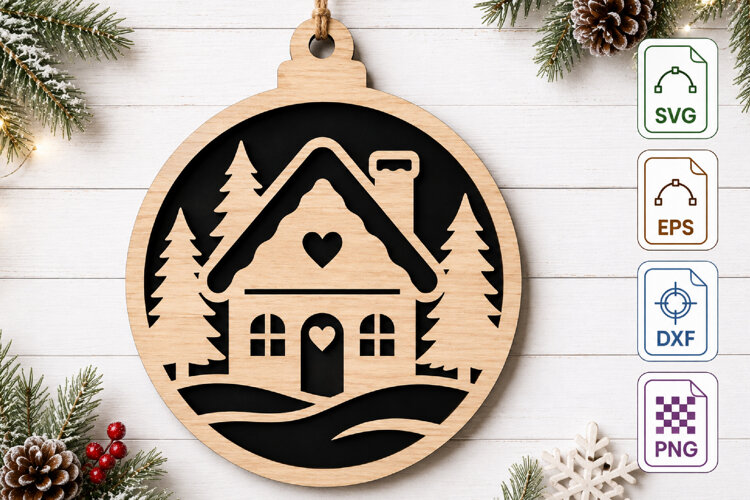 Winter Christmas Ornament SVG Laser Cut example image 1