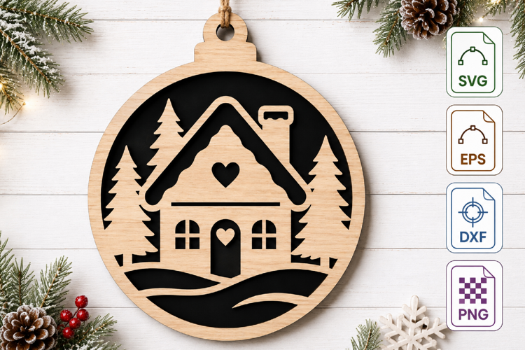 Winter Christmas Ornament SVG Laser Cut