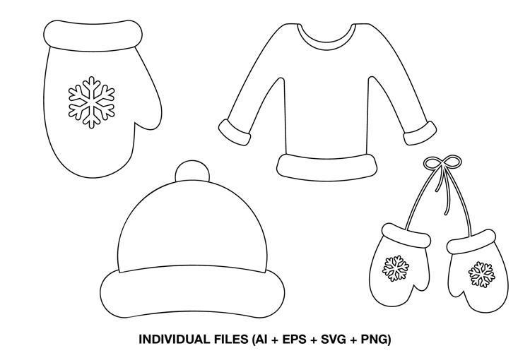 Winter Clothes SVG, Baby Outfit Cut Files