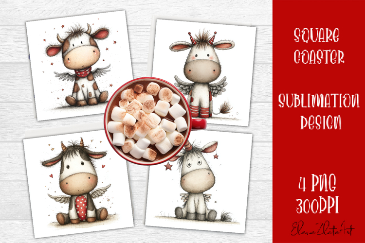 Whimsical winter Coaster Design | animal Square Coaster