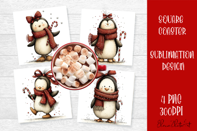 Whimsical winter Coaster Design | animal Square Coaster