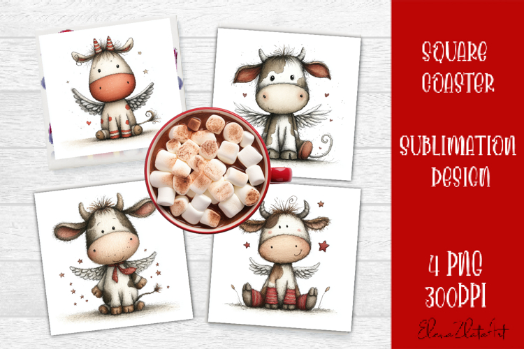 Whimsical winter Coaster Design | animal Square Coaster