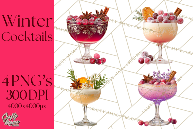 Winter Hot Drinks, Cozy Cocktail Clipart, Festive Beverage