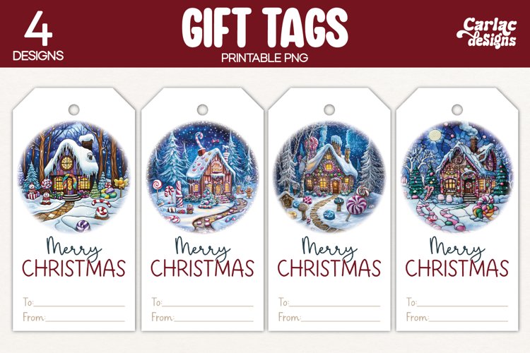 winter cottage gift tags