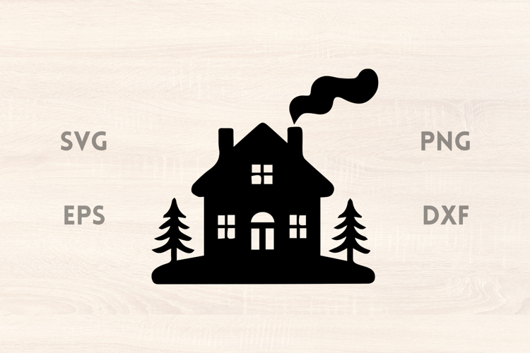 Winter Cottage with Christmas SVG Scene