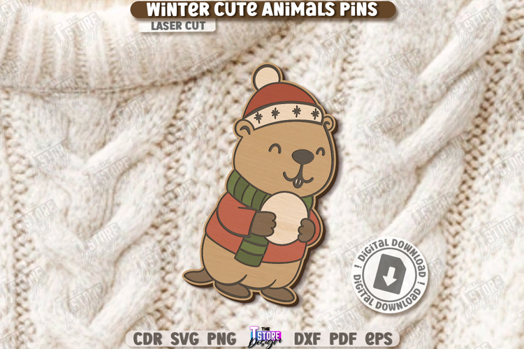 Cute Pin Laser Cut|Vintage Brooch SVG|Christmas Design|Xmas