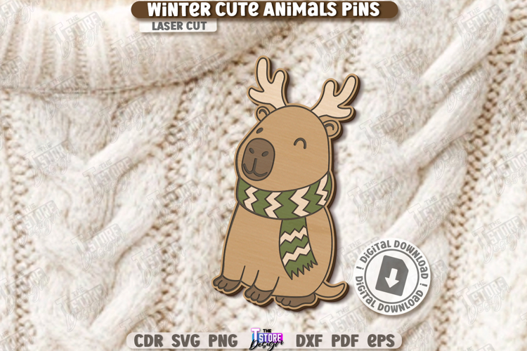 Cute Pin Laser Cut|Vintage Brooch SVG|Christmas Design|Xmas