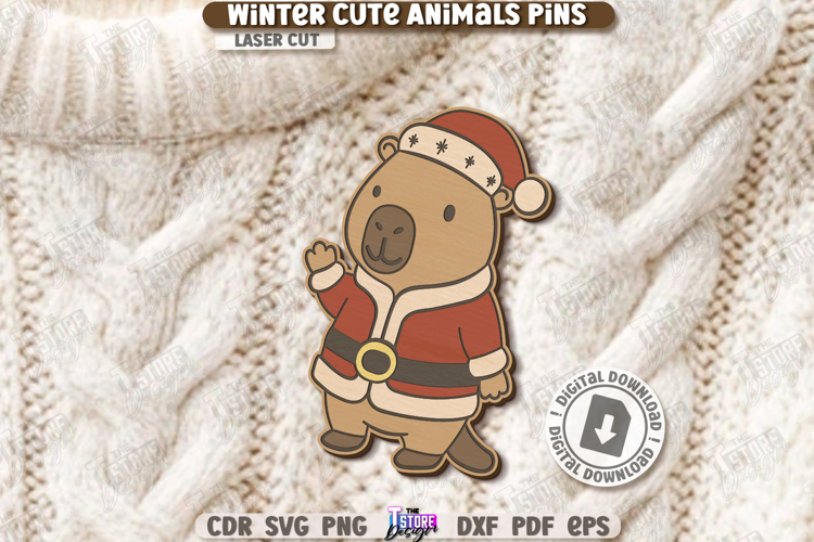 Cute Pin Laser Cut|Vintage Brooch SVG|Christmas Design|Xmas