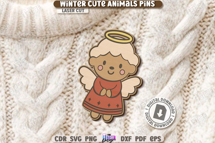 Cute Pin Laser Cut|Vintage Brooch SVG|Christmas Design|Xmas
