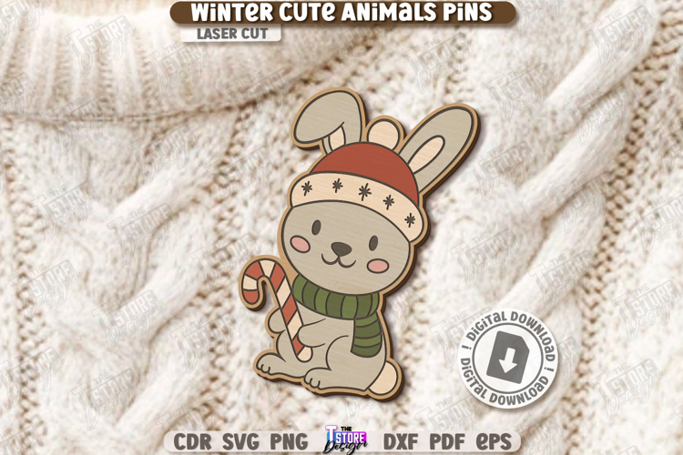 Cute Pin Laser Cut|Vintage Brooch SVG|Christmas Design|Xmas