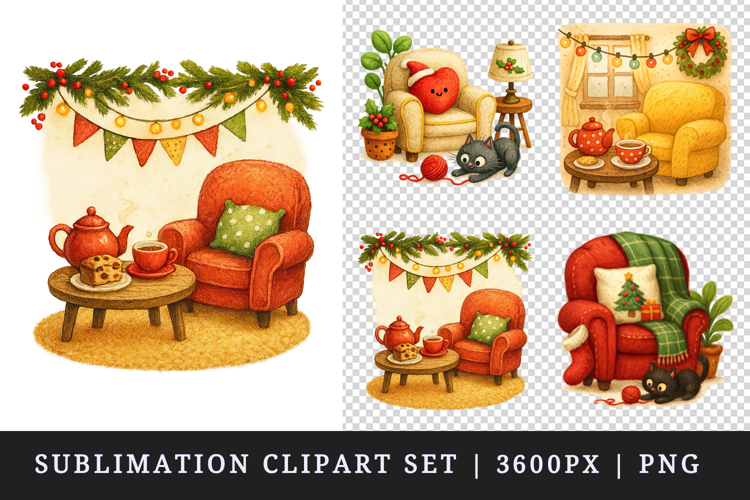 Winter Cute House clipart printable sublimation design png