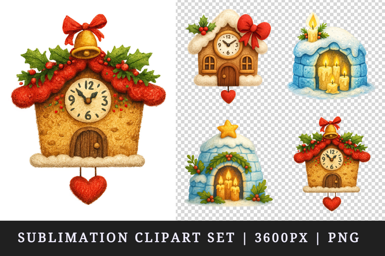 Winter Cute House clipart printable sublimation design png