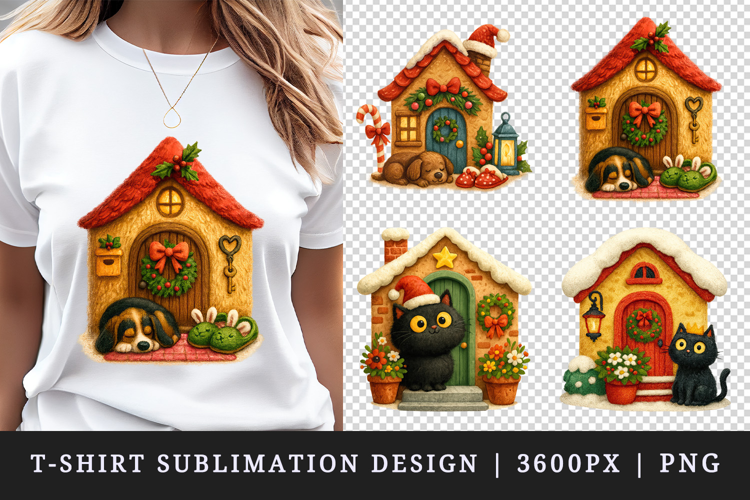 Winter Cute House t-shirt printable sublimation design png