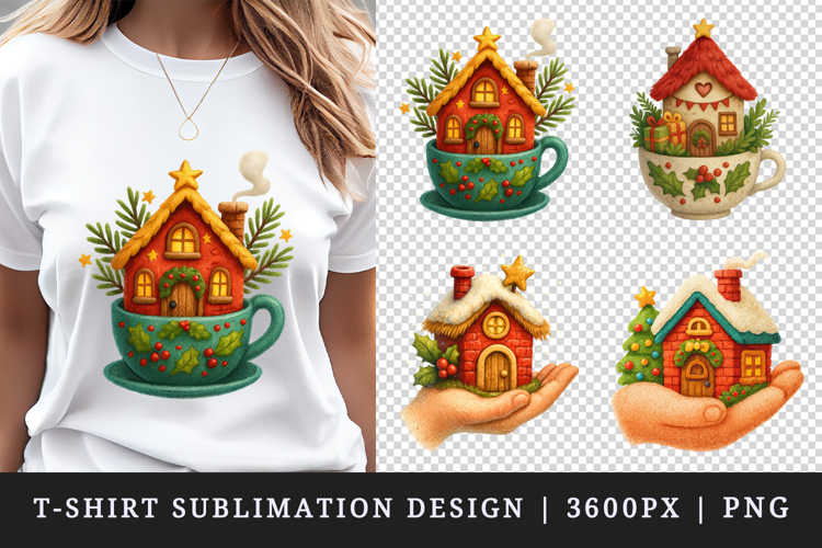 Winter Cute House t-shirt printable sublimation design png