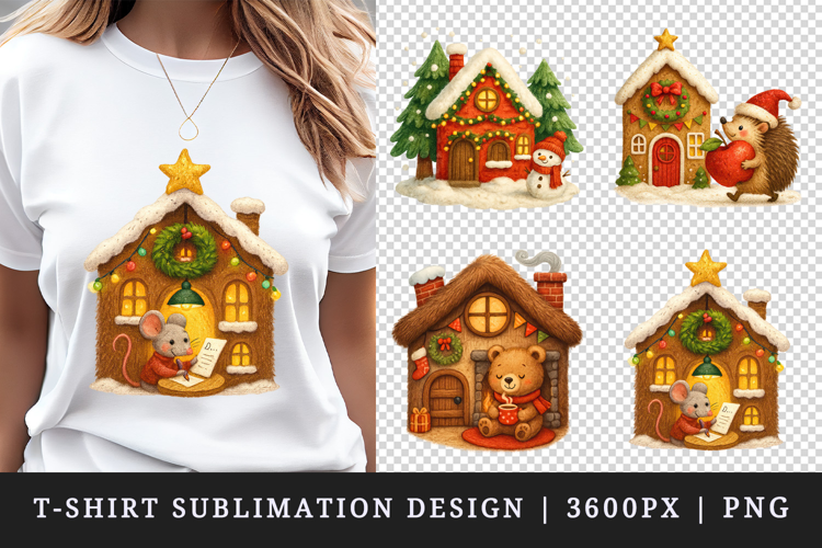 Winter Cute House t-shirt printable sublimation design png