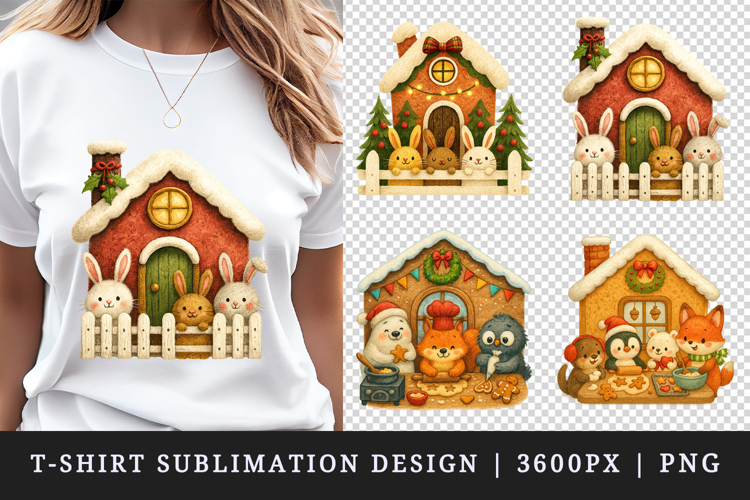 Winter Cute House t-shirt printable sublimation design png