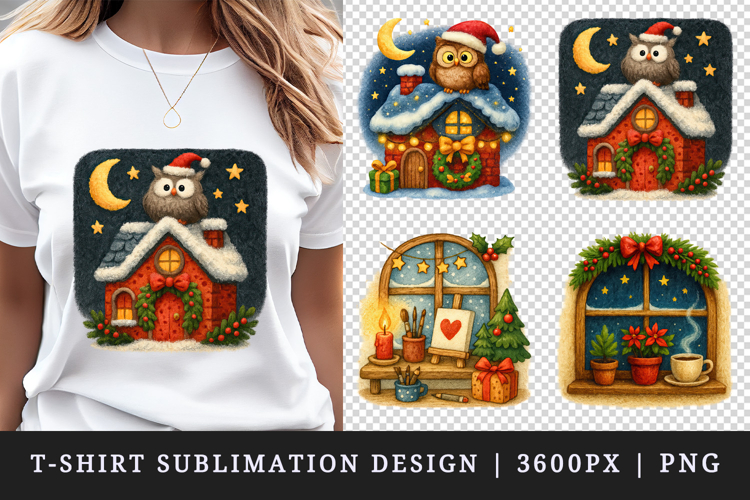 Winter Cute House t-shirt printable sublimation design png