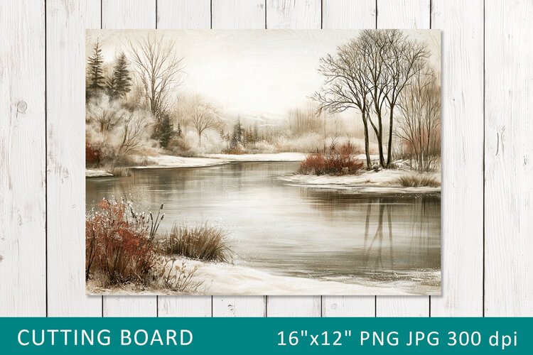 Vintage Winter Landscape Cutting Board example image 1