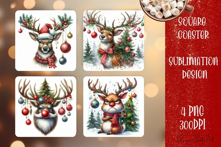 Sarcastik deers Coaster Design. Winter Coaster Sublimation