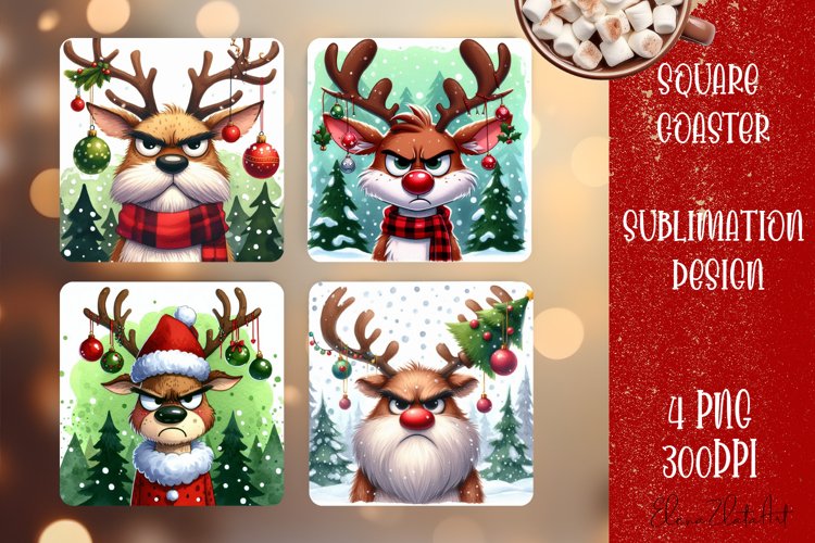 Sarcastik deers Coaster Design. Winter Coaster Sublimation example image 1