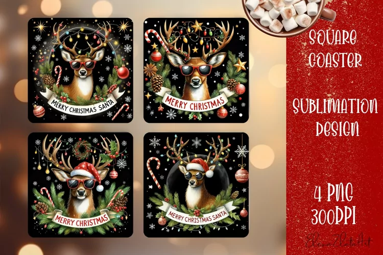 Sarcastik deers Coaster Design. Winter Coaster Sublimation