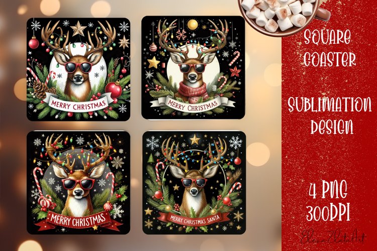Sarcastik deers Coaster Design. Winter Coaster Sublimation