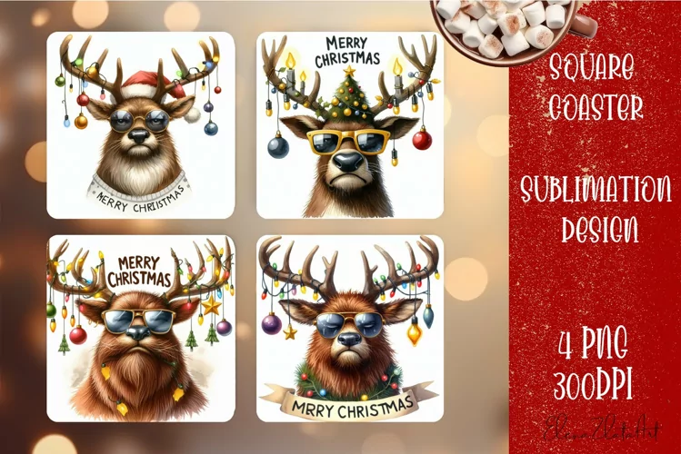 Sarcastik deers Coaster Design. Winter Coaster Sublimation