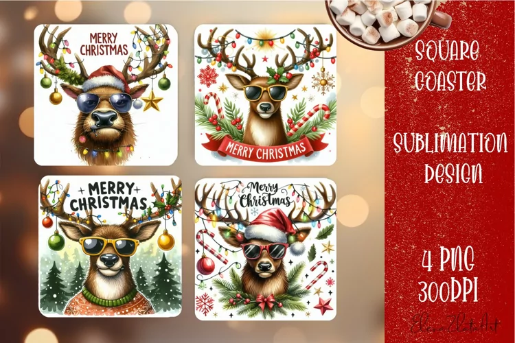 Sarcastik deers Coaster Design. Winter Coaster Sublimation