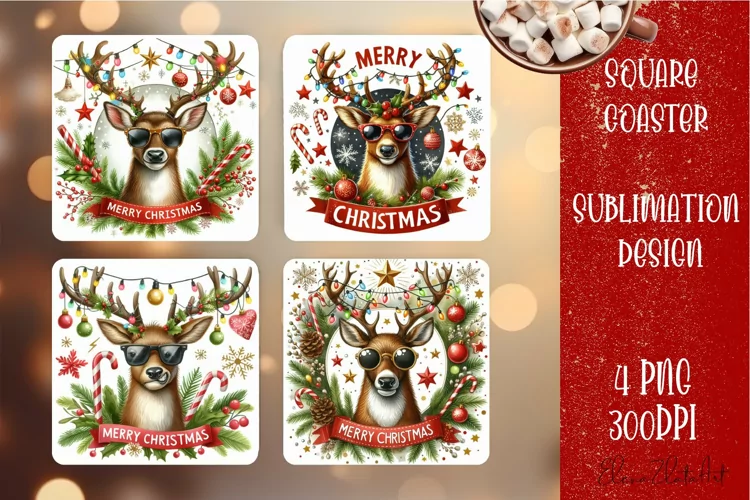 Sarcastik deers Coaster Design. Winter Coaster Sublimation