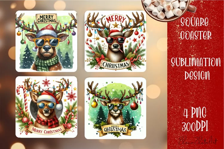 Sarcastik deers Coaster Design. Winter Coaster Sublimation