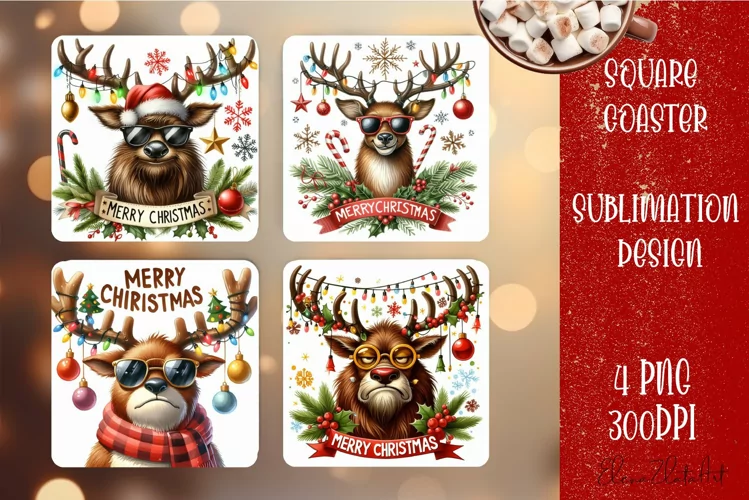 Sarcastik deers Coaster Design. Winter Coaster Sublimation