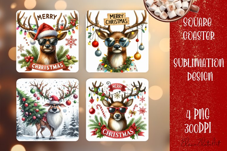 Sarcastik deers Coaster Design. Winter Coaster Sublimation example image 1